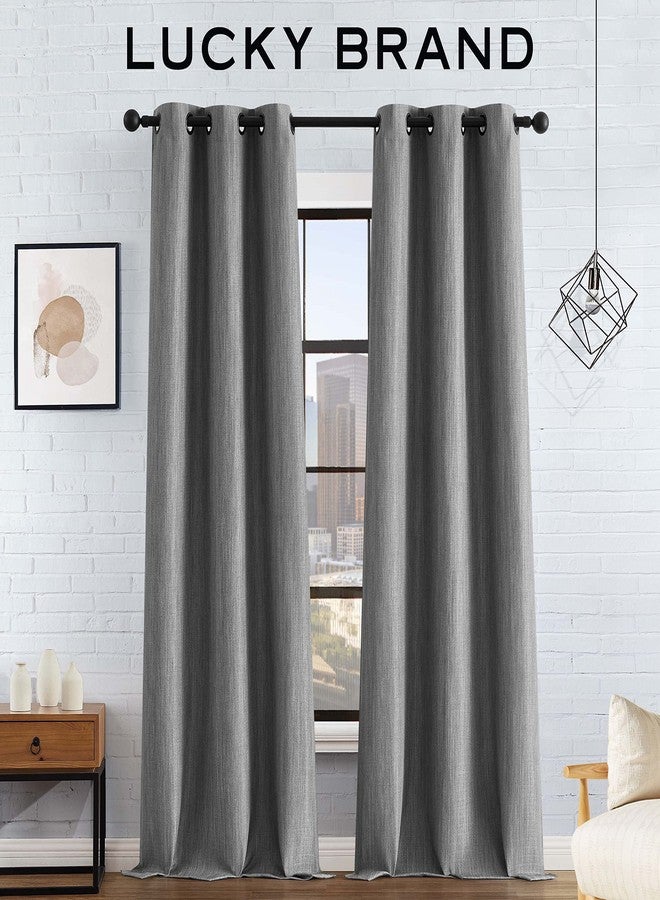 Lucky Brand - Solana Thermal Woven Window Curtain | Room Darkening & Thermal Insulated | Grommet Header | Set of 2 Panels & 2 Tiebacks| Measures 38" x 96" | Grey - Image 2