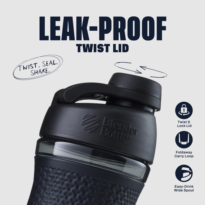 BlenderBottle SportMixer Shaker Bottle Perfect for Protein Shakes and Pre Workout, 20-Ounce, Black - Image 2