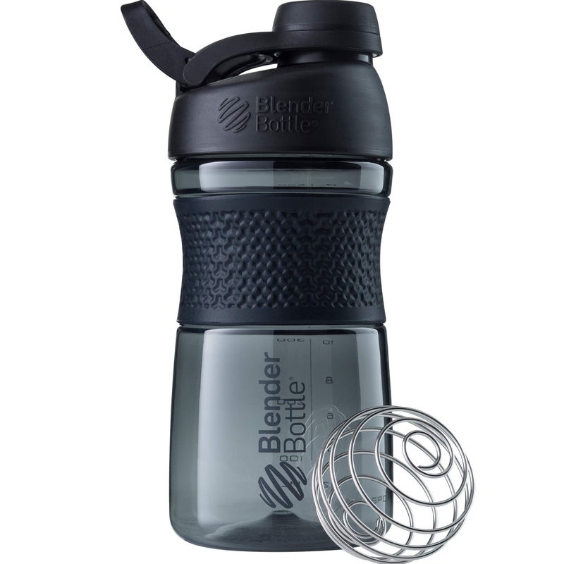 BlenderBottle SportMixer Shaker Bottle Perfect for Protein Shakes and Pre Workout, 20-Ounce, Black - Image 1