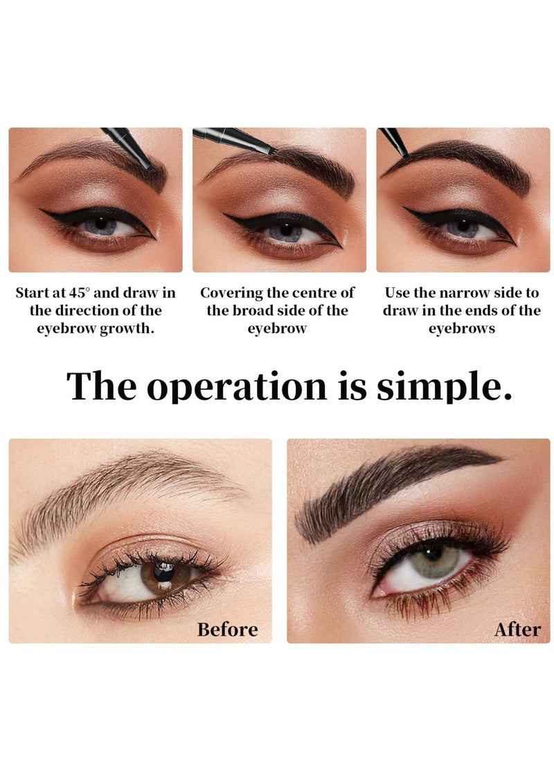 Generic - EXCEFORE Dark Brown Eyebrow Pen Long Lasting 4D Precision Liquid Pencil for Natural Eyebrow Definition - Image 1