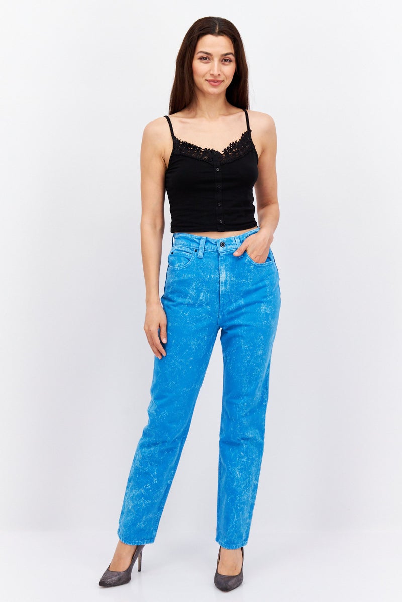 Levi's جينز نسائي بقصة عادية بتصميم تلوين غير قابل للتمدد، أزرق - Image 4