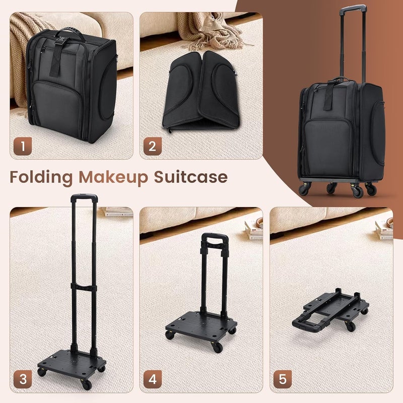 Stagiant Rolling Makeup Case Professional Travel Makeup Organizer Make up Storage Cosmetic Trolley Suitcase Makeup Storage - Image 5