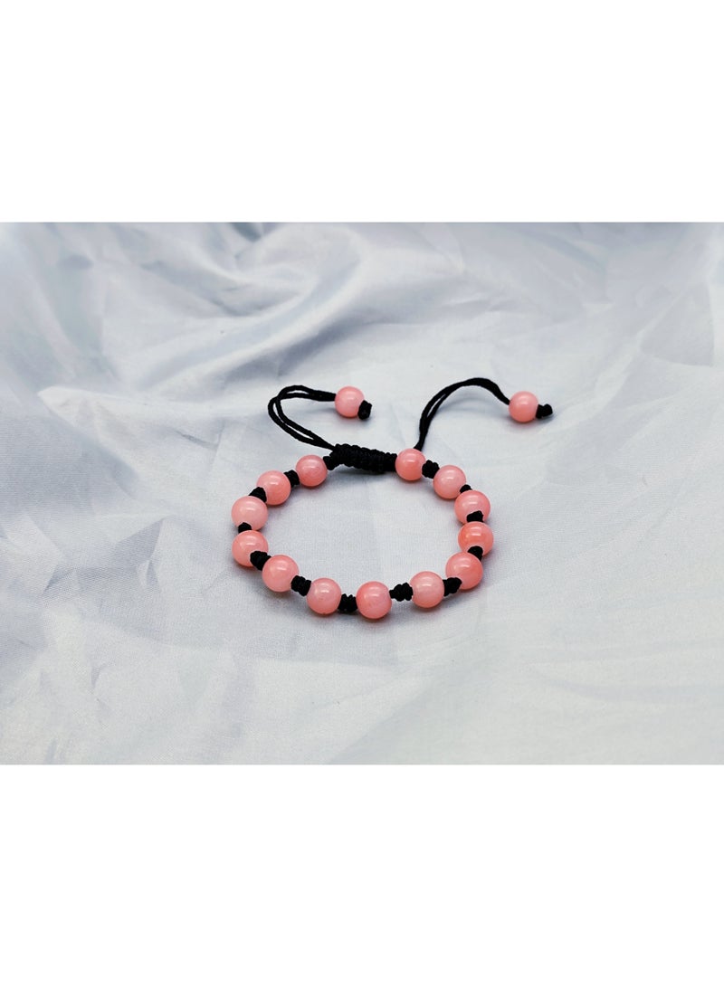 GELESE Girls Student Bracelet Agate Braided Bracelet Retro Simple Adjustable Bracelet (Pink) - Image 1
