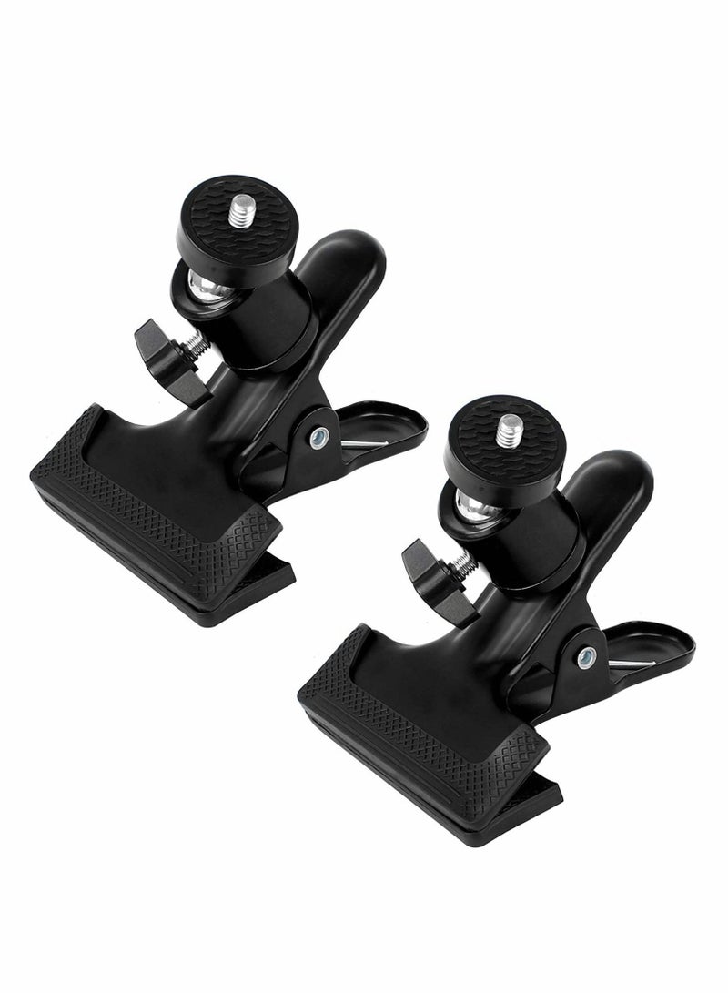 Y&D Tripod Camera Mount Clip, 2 Pcs Multi-Function Metal Clamp Holder Flash Reflector Clip with 1/4" Screw Ball Head  - Image 1