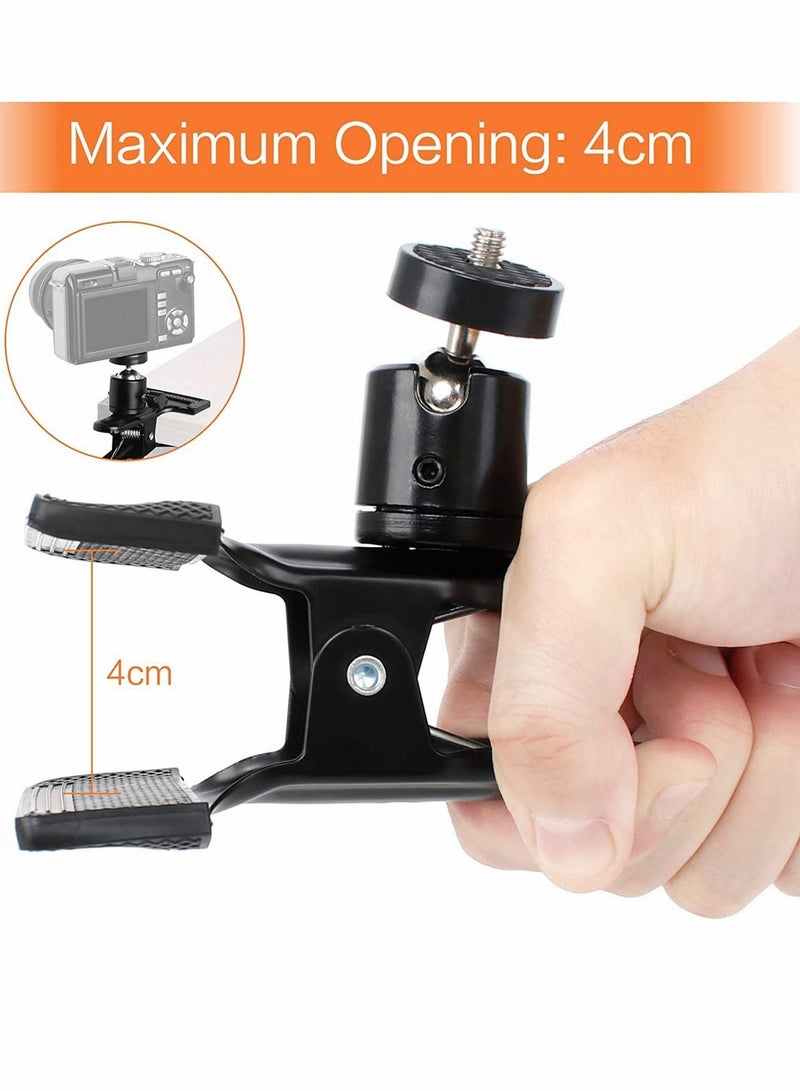 Y&D Tripod Camera Mount Clip, 2 Pcs Multi-Function Metal Clamp Holder Flash Reflector Clip with 1/4" Screw Ball Head  - Image 5