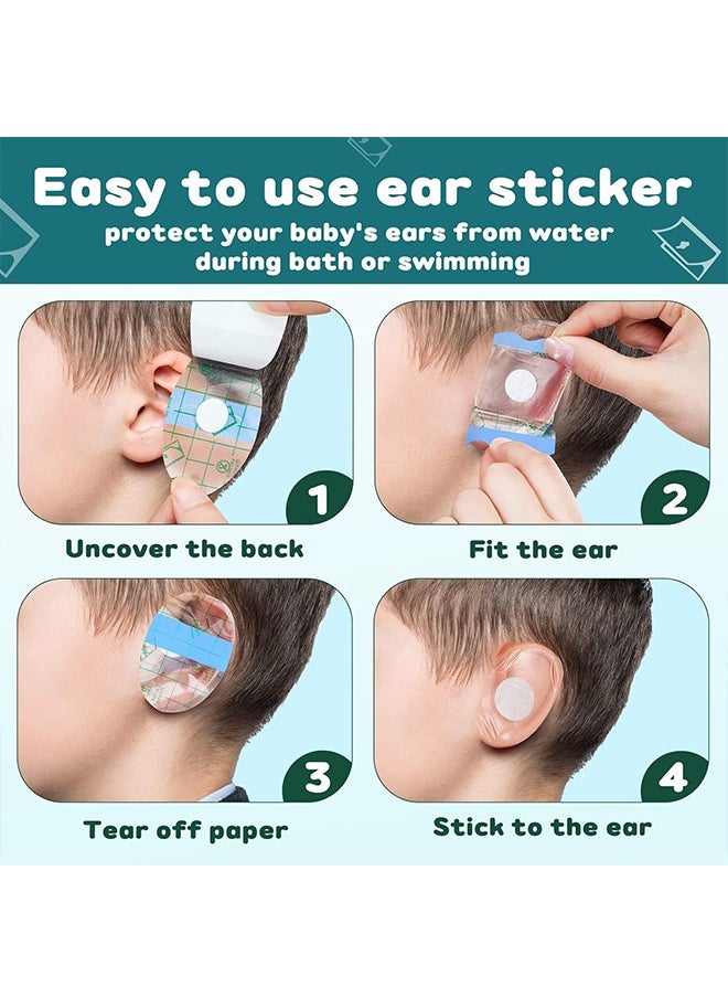 Generic 60Pcs Baby Waterproof Ear Stickers Ear Covers for Swimming Shower Ear Protectors with Ear Plugs for Kids Newborn Disposable Ear Covers for Shower Surfing Snorkeling and Other Water Sports (Blue)  - Image 3