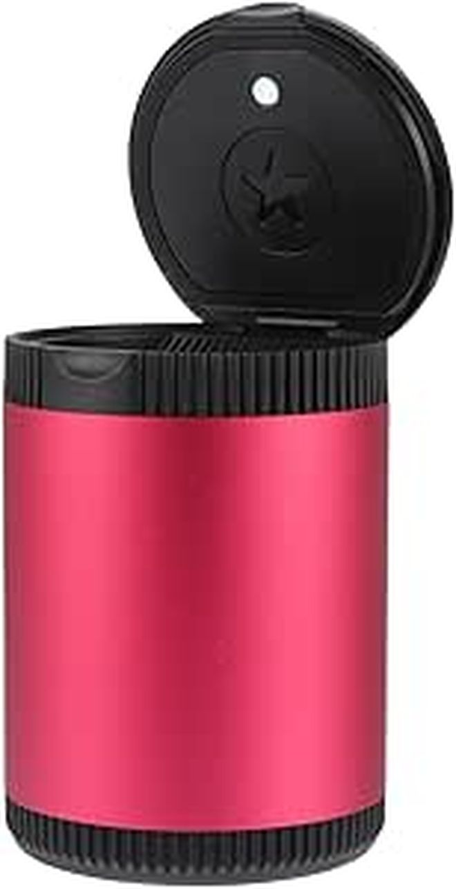 Portable Car LED Ashtray With Lid Red Lighted Interior Accessory For Travel Driving - Image 1