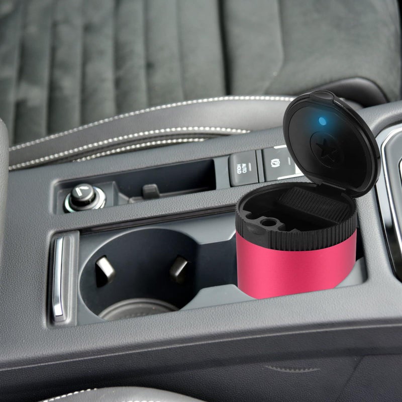 Portable Car LED Ashtray With Lid Red Lighted Interior Accessory For Travel Driving - Image 5
