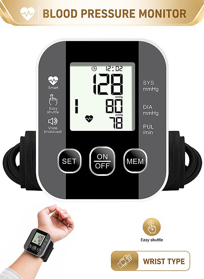 GD Voice-Assisted Wrist Blood Pressure Monitor with Adjustable Cuff - 2x99 Dual User USB Charging Automatic Upper Arm Bp Detector Digital Heart Rate Automatic Tensiometer with Large LCD Display for Home Medical Use - Image 1
