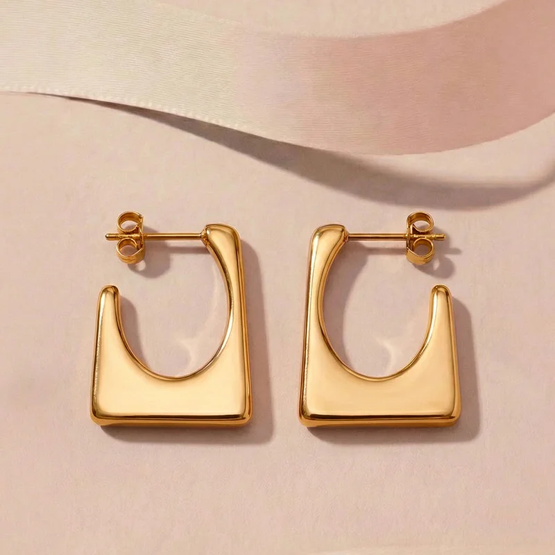 Palmonas PALMONAS Modern U-Frame Hoop Earrings for Women | 18K Gold Plated, Waterproof & Anti-Tarnish