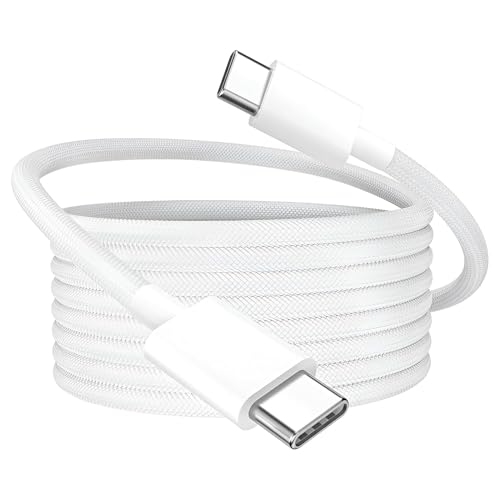 CERLINK iPhone 15 USB C Charger Cable, Fast Charge Type C to Type C Charging Nylon Braided Cord Wire for Apple15/15 Plus/15 Pro Max, Ipad Pro, MacBook, Samsung S24 ultra/S23 Ultra/S22/S23 Fe 5G, White - Image 1