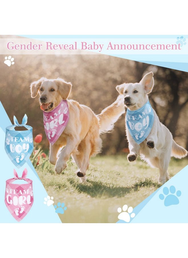LEIFIDE - LEIFIDE 2 Pieces Gender Reveal Baby Announcement Team Girl Team Boy Dog Bandana, Baby Announcement Plaid Dog Bandana Gender Reveal Photo Prop for Medium Large Dogs (Classic) - Image 1