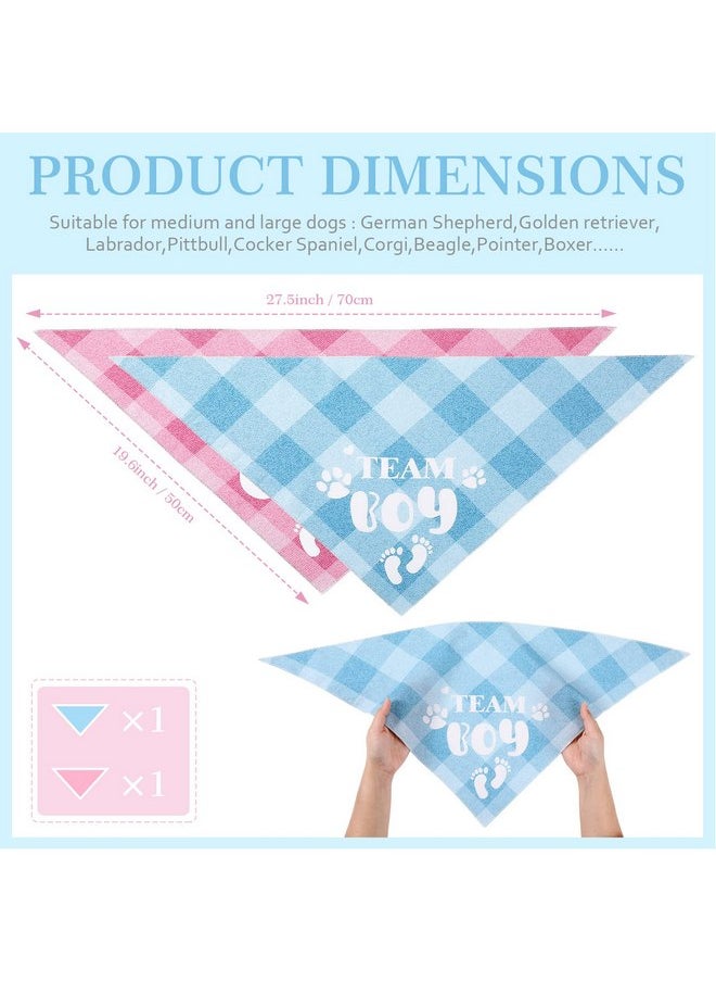 LEIFIDE - LEIFIDE 2 Pieces Gender Reveal Baby Announcement Team Girl Team Boy Dog Bandana, Baby Announcement Plaid Dog Bandana Gender Reveal Photo Prop for Medium Large Dogs (Classic) - Image 1