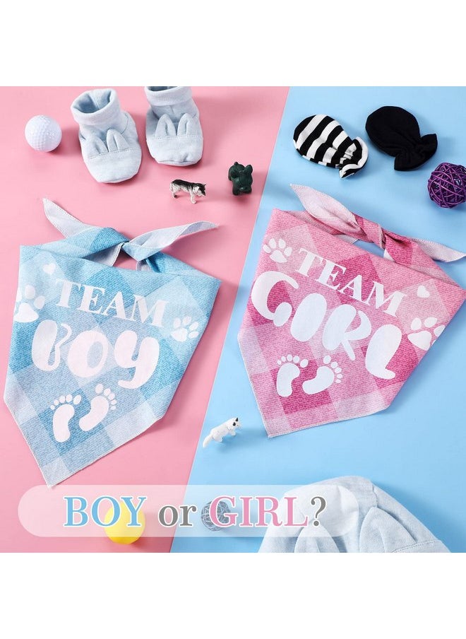 LEIFIDE - LEIFIDE 2 Pieces Gender Reveal Baby Announcement Team Girl Team Boy Dog Bandana, Baby Announcement Plaid Dog Bandana Gender Reveal Photo Prop for Medium Large Dogs (Classic) - Image 1
