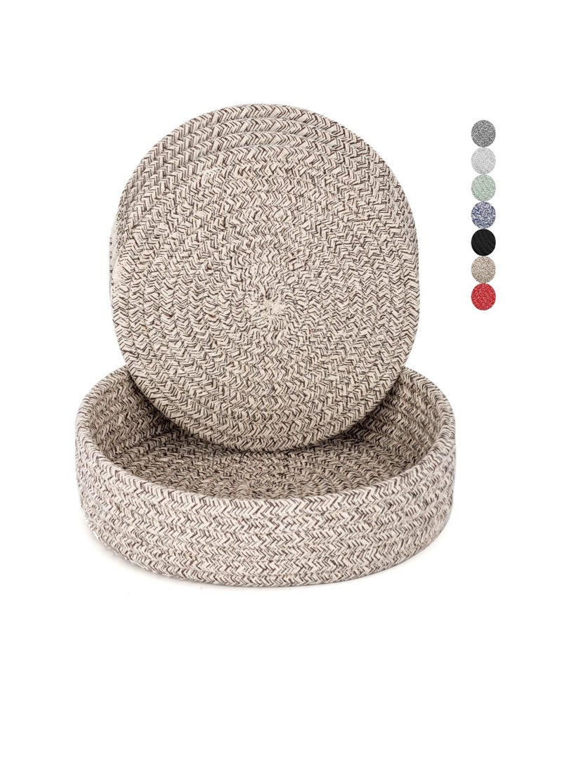 Excefore - Pot Holders Trivets Set, Trivets for Hot Pots and Pans, Potholders for Kitchens, Hot Pads for Table & Countertop,Coasters 4 Pcs and Storage Basket 1 Pack (Brown) - Image 1