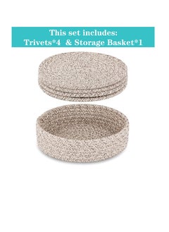 Excefore Pot Holders Trivets Set, Trivets for Hot Pots and Pans, Potholders for Kitchens, Hot Pads for Table & Countertop,Coasters 4 Pcs and Storage Basket 1 Pack (Brown)  - Image 2