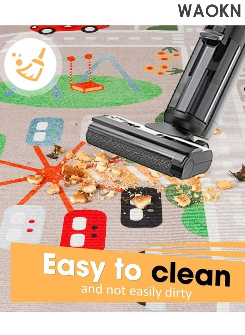 دبليو أيه أو كي أن سجادة لعب للأطفال 120×160 سم، سجادة سيارة لسيارات الأطفال، خريطة غير قابلة للانزلاق، سجادة طريق المدينة لغرفة اللعب وغرفة النوم، سجادة مسار سجادة لعب سيارة للأطفال، سجادة لعب مرورية تعليمية للأطفال الصغار. - Image 3