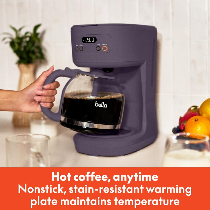 bella 12 Cup Programmable Coffee Marker, Reusable Dishwasher Safe Accessories, Easy LCD diaply, Auto Shutoff, 900 watt, Plum - Image 2