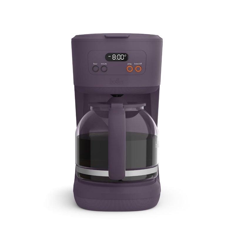 bella 12 Cup Programmable Coffee Marker, Reusable Dishwasher Safe Accessories, Easy LCD diaply, Auto Shutoff, 900 watt, Plum - Image 1