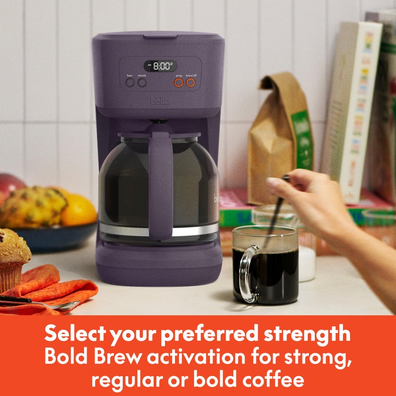 bella 12 Cup Programmable Coffee Marker, Reusable Dishwasher Safe Accessories, Easy LCD diaply, Auto Shutoff, 900 watt, Plum - Image 4