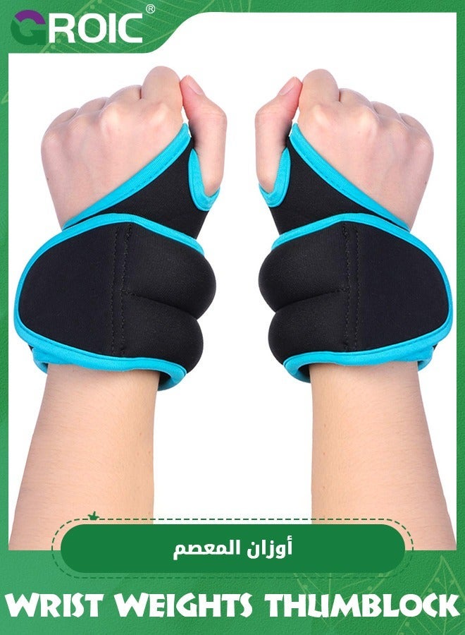 GROIC 1 Pairs Wrist Weights 2 LB Set, Thumblock Arm Weight for Women and Men, Ankle Set Walking Running Weightlifting Training Gymnastic Aerobic Jogging (Blue)  - Image 1