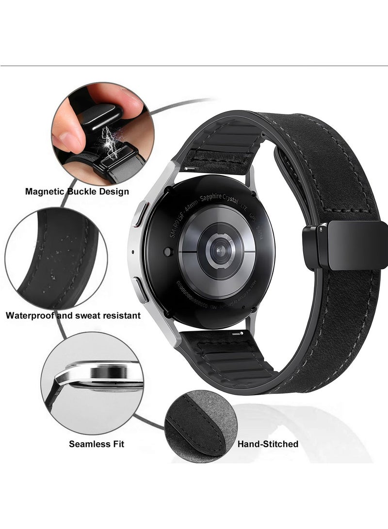 TDZDDYS Universal 22mm Magnetic Leather Strap for Smartwatches - Quick Release, Easy Adjust, Secure Fit - Classic Black - Image 5