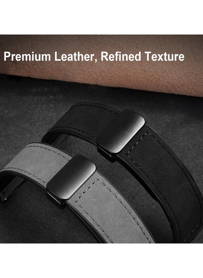 TDZDDYS Universal 22mm Magnetic Leather Strap for Smartwatches - Quick Release, Easy Adjust, Secure Fit - Classic Black - Image 4
