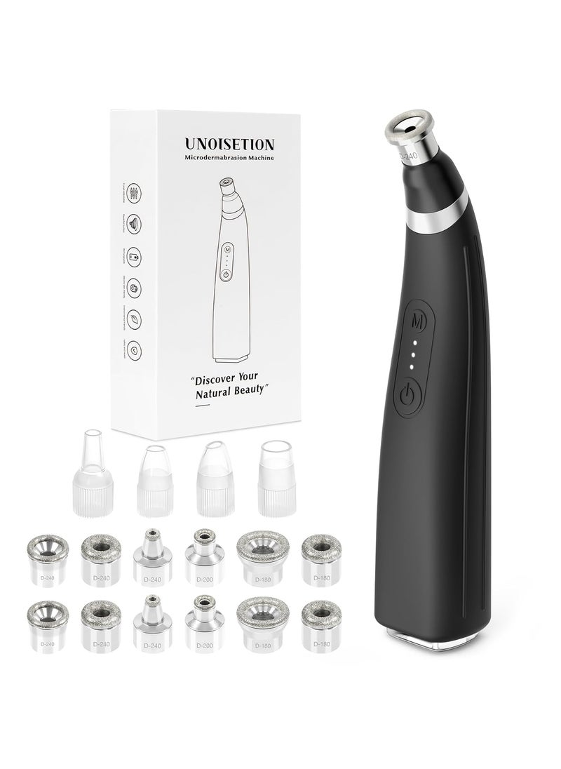 UNOISETION - Diamond Microdermabrasion Machine Handheld Facial Dermabrasion Device Portable Microdermabrasion Tool with 12 Diamond Tips Blackhead Removal for Home Travel - Image 1