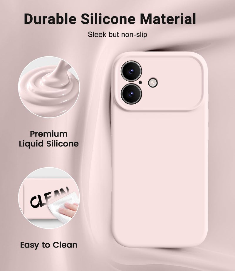 OTOFLY Magnetic for iPhone 17 Case,Compatible with Magsafe,Classic Liquid Silicone Mobile Phone Case,Integrated Camera Control Button,Anti-Scratch Microfiber Lining, Chalk Pink - Image 2