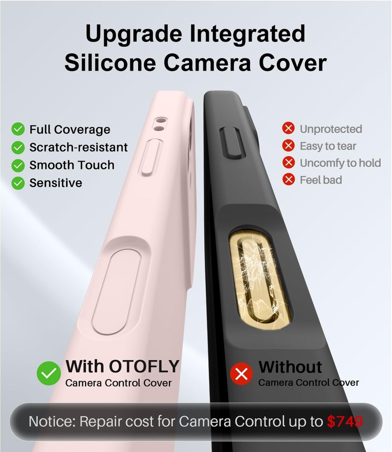 OTOFLY Magnetic for iPhone 17 Case,Compatible with Magsafe,Classic Liquid Silicone Mobile Phone Case,Integrated Camera Control Button,Anti-Scratch Microfiber Lining, Chalk Pink - Image 5