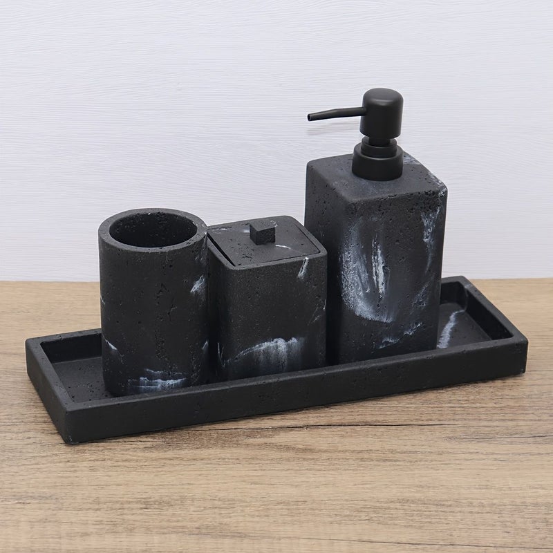 White Cave Stone Marble Effect Bathroom Storage Tray Toiletries Organizer Big Tray - Image 5