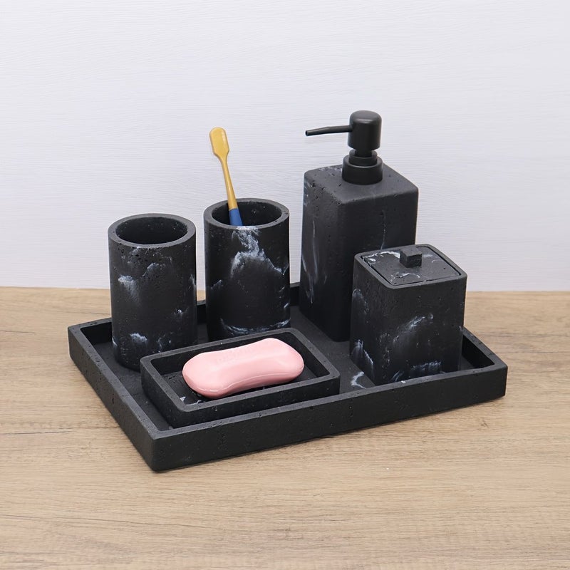 White Cave Stone Marble Effect Bathroom Storage Tray Toiletries Organizer Big Tray - Image 4