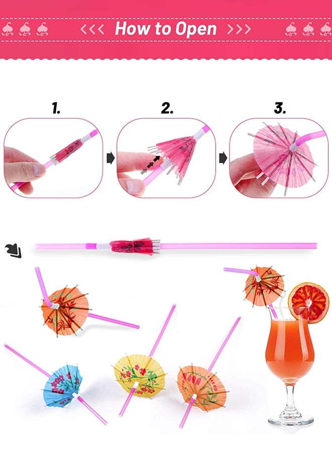 100pcs Umbrella Drink Straws 9.45 Inch Assorted Colors, Fancy Mini Paper Umbrella Drink for Milkshake, Juice, Great for Valentine's Day Beach Party, Hawaiian Party, Luau Party, Bar - Image 3