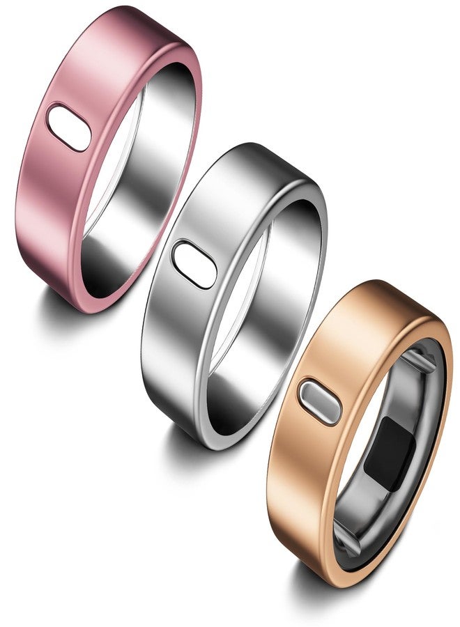 ZOOROO 3 Pack Cover Compatible with Oura Ring Gen 4/Oura Ring Gen 3 Horizon/Heritage, Surport Charging with Cover on, Anti-Scratch TPU Protector for Men Women (Size 7, Silver+Rosegold+Pink) - Image 1