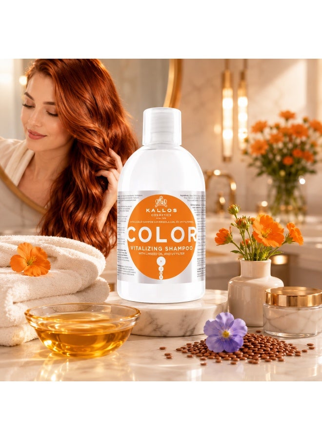 Kallos Color Shampoo with Linseed Oil & UV Filter 1000ml– Color Protection Shampoo for Treated Hair - Image 5
