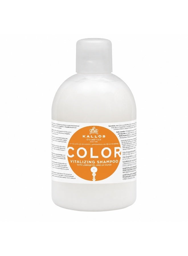 Kallos Color Shampoo with Linseed Oil & UV Filter 1000ml– Color Protection Shampoo for Treated Hair - Image 1
