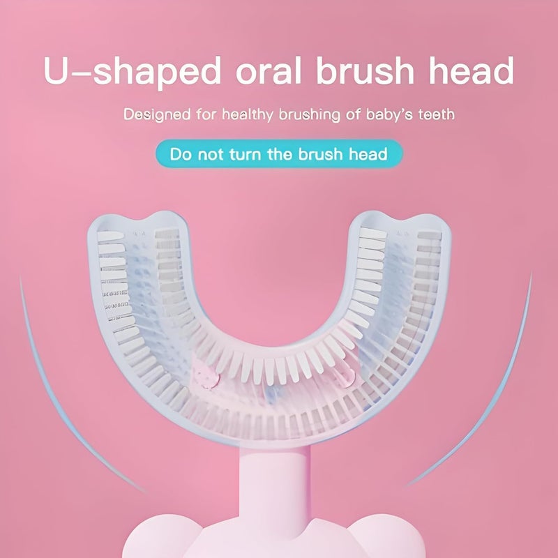 Baby Toothbrush, U-Shaped, Blue Bear Design with Bow, easy teeth Cleaning - Image 5
