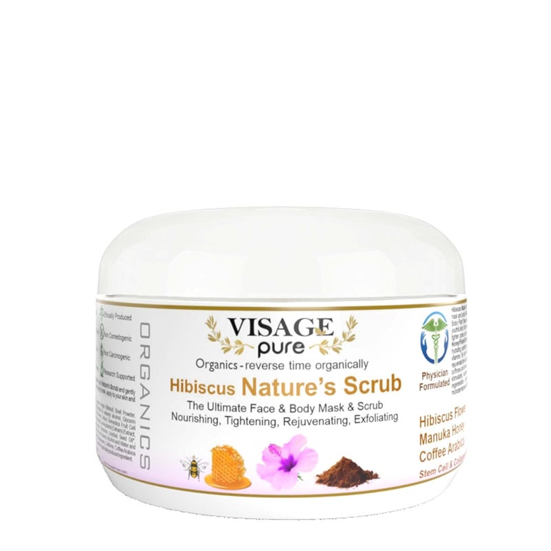 Hibiscus Natures Scrub  The Ultimate Natural Face and Body Mask and Scrub Nourishing Tightening Rejuvenating and Exfoliating  Organic  Physician Formulated  Research Supported