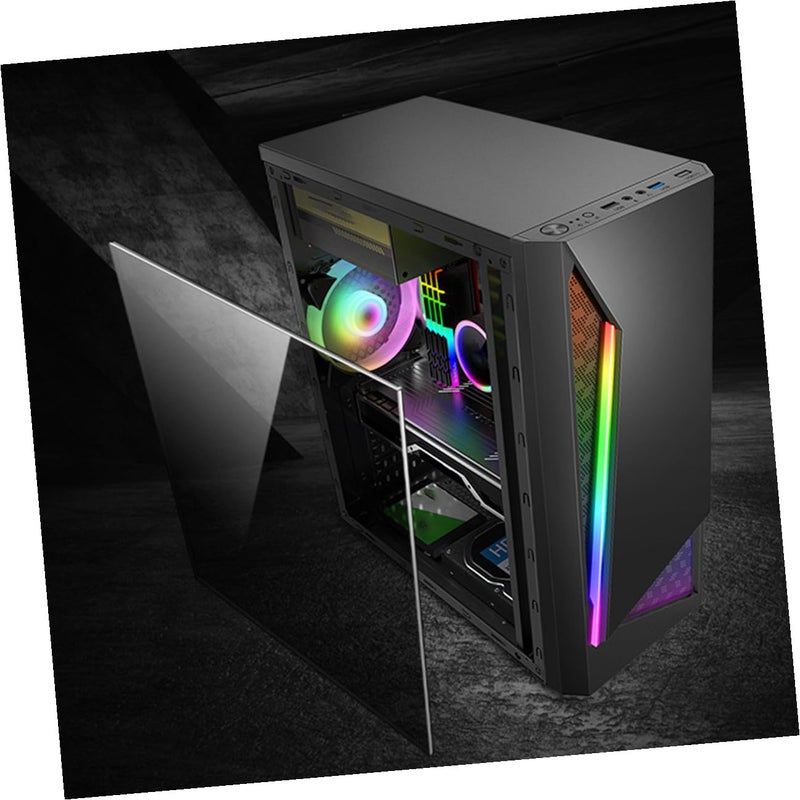 Black Full Tower Computer Case With Acrylic Side Panel ATX Gaming Chassis USB 3.0 For RGB Setup - Image 4