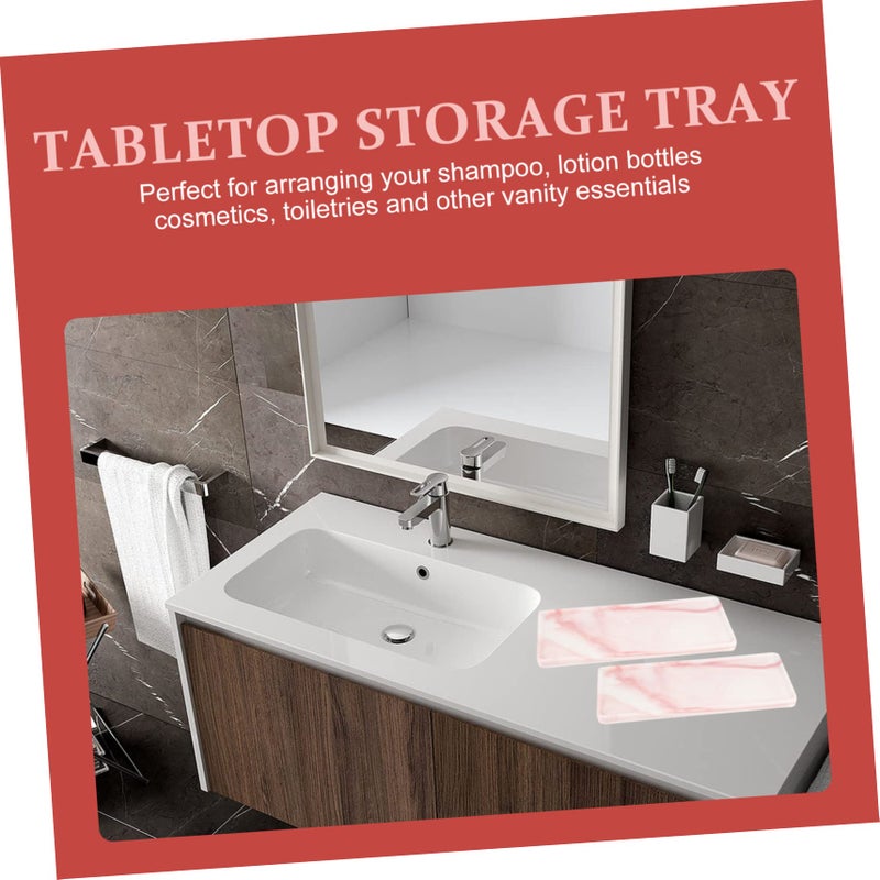 Modern Ceramic Tray Stone Pattern Bathroom Organizer Pink 20 5X9 5X1CM - Image 3