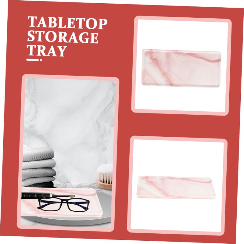 Modern Ceramic Tray Stone Pattern Bathroom Organizer Pink 20 5X9 5X1CM - Image 4