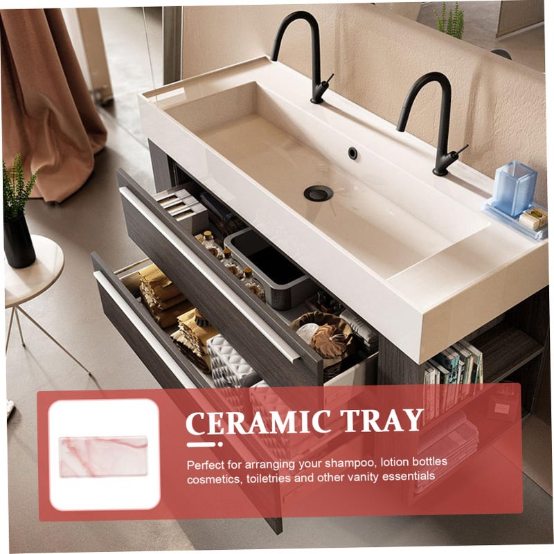 Modern Ceramic Tray Stone Pattern Bathroom Organizer Pink 20 5X9 5X1CM - Image 5
