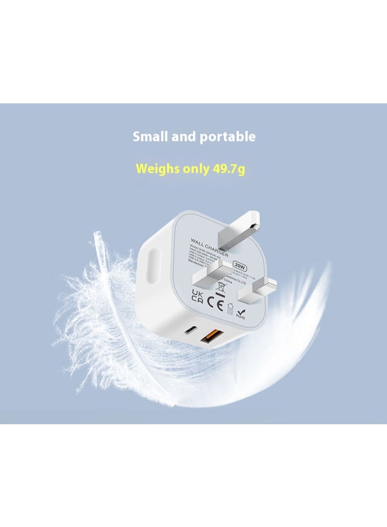 20W PD UK 3-Pin Fast Charger | Dual-Port C/A Options, Pure Copper Build, 49.7g Portable, Safe for iPhone/Android/Samsung - Image 4