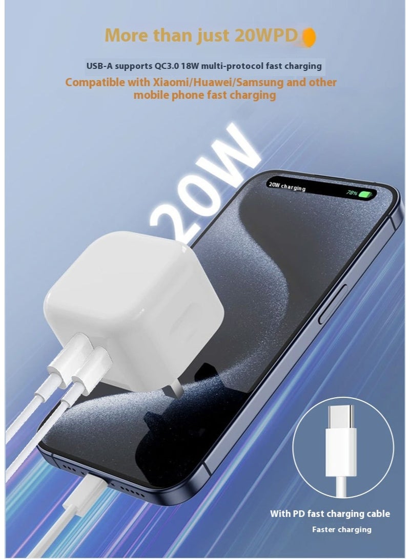 20W PD UK 3-Pin Fast Charger | Dual-Port C/A Options, Pure Copper Build, 49.7g Portable, Safe for iPhone/Android/Samsung - Image 3