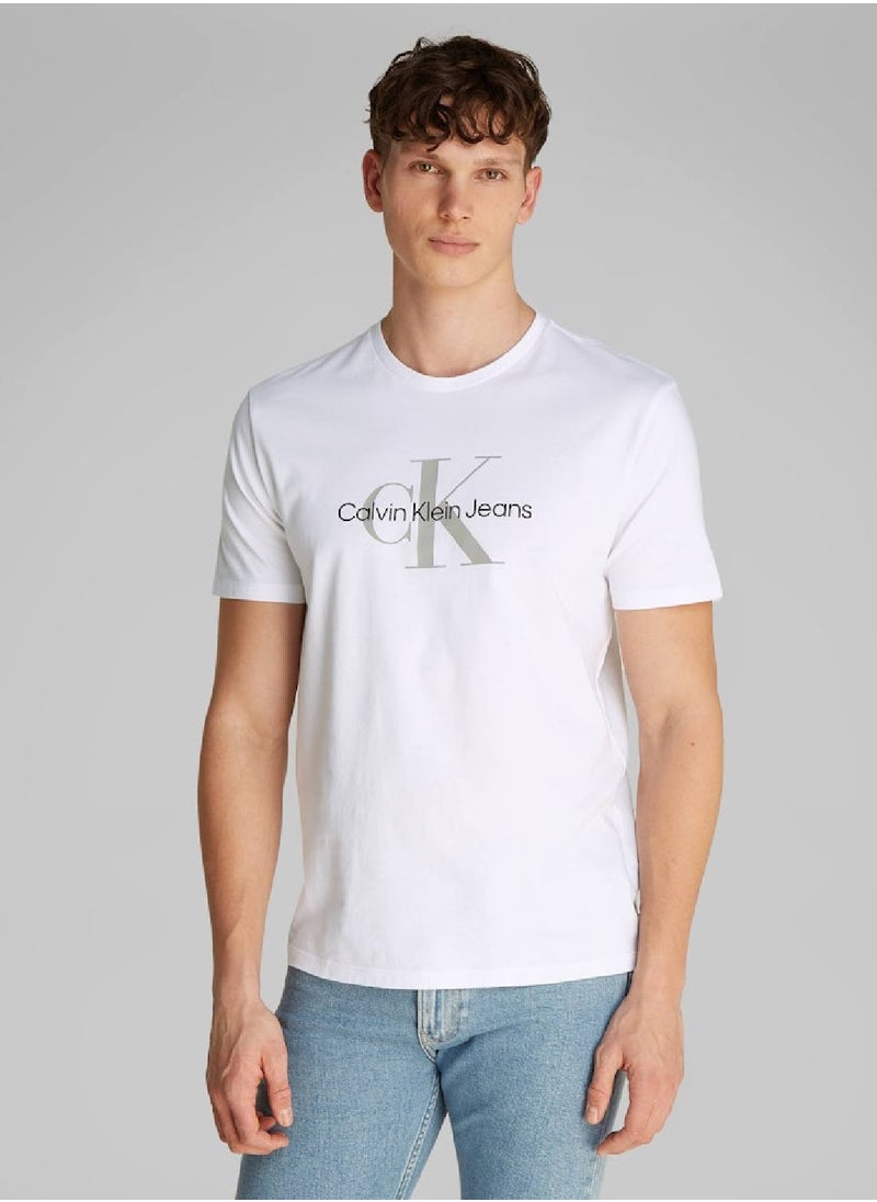 Calvin Klein Jeans Men's Monogram T-Shirt - Cotton, White  - Image 1