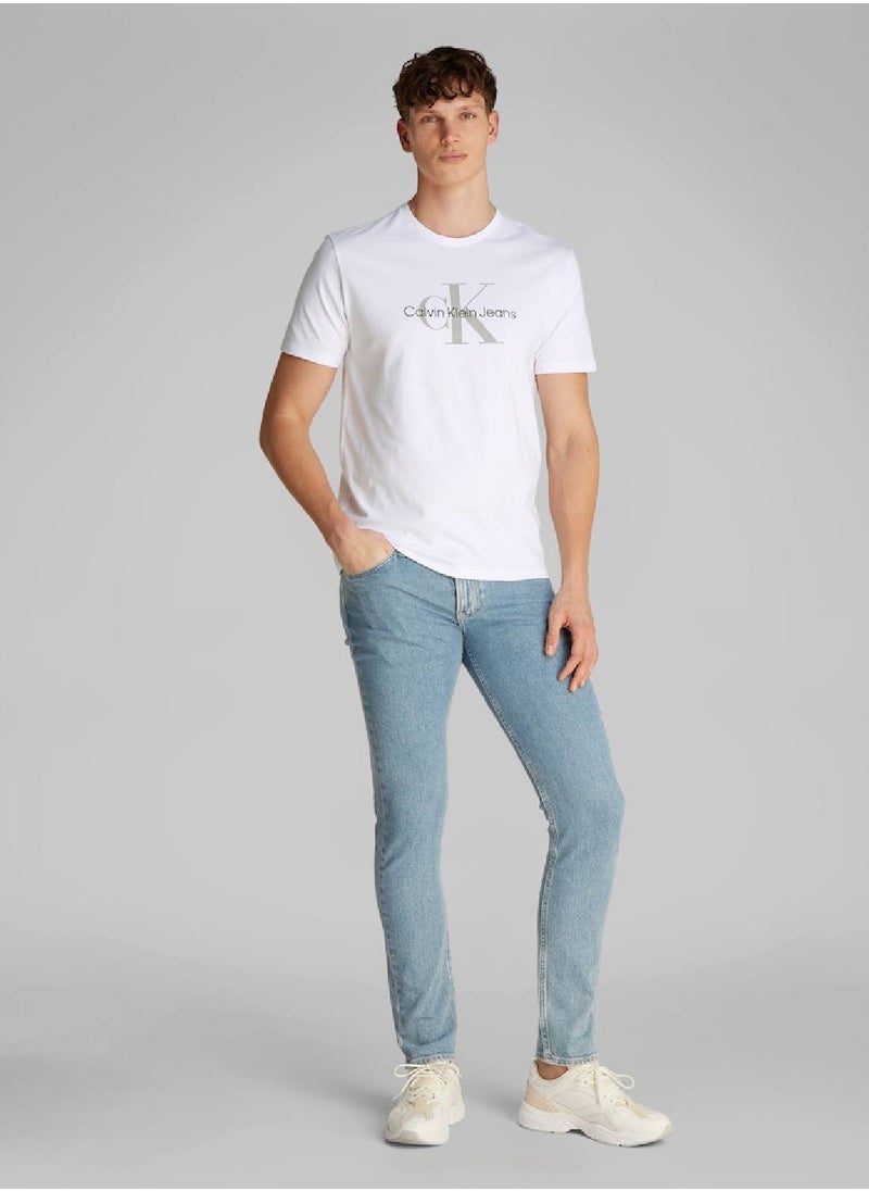 Calvin Klein Jeans Men's Monogram T-Shirt - Cotton, White  - Image 3