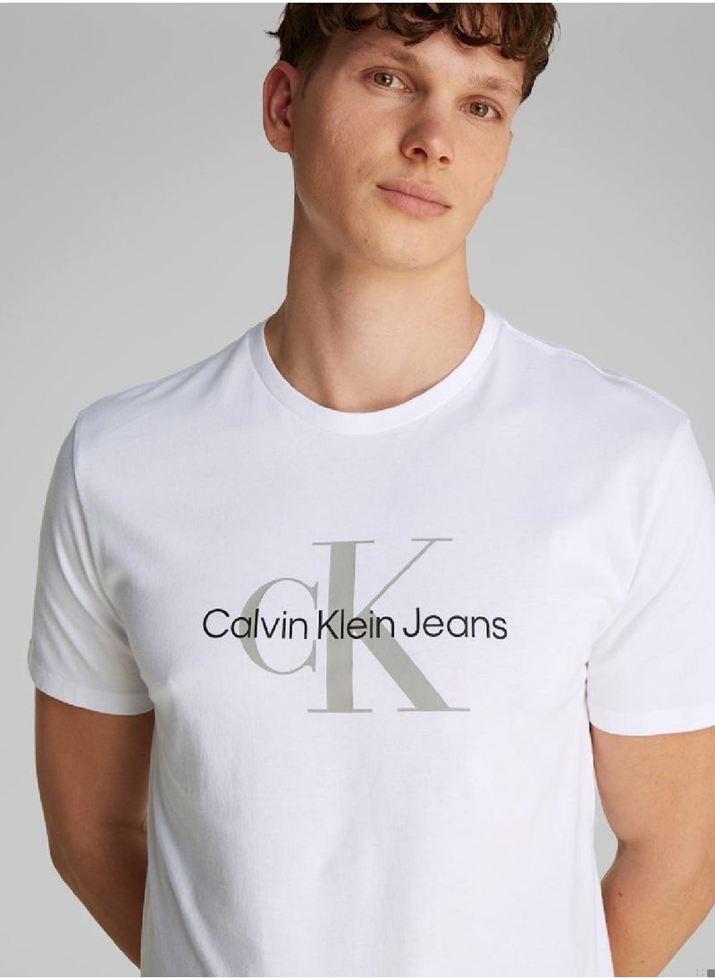 Calvin Klein Jeans Men's Monogram T-Shirt - Cotton, White  - Image 5