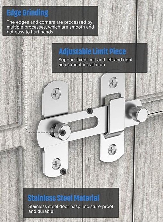 Bitnex Barn Door Lock,180 Degree Sliding Barn Door Latch, 304 Stainless Steel Gate Latch Hardware, Anti-Theft Lock, Barn Door Latches for Barn, Garden, Bathroom, Outdoor, Garage, Window, Door - Image 2