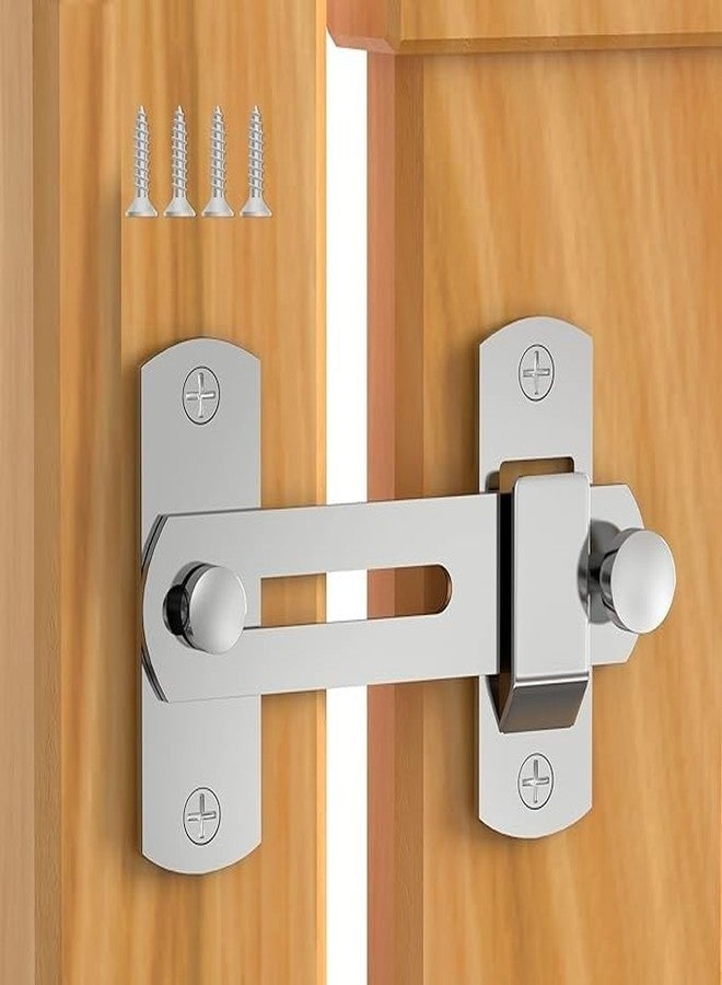 Bitnex Barn Door Lock,180 Degree Sliding Barn Door Latch, 304 Stainless Steel Gate Latch Hardware, Anti-Theft Lock, Barn Door Latches for Barn, Garden, Bathroom, Outdoor, Garage, Window, Door - Image 1