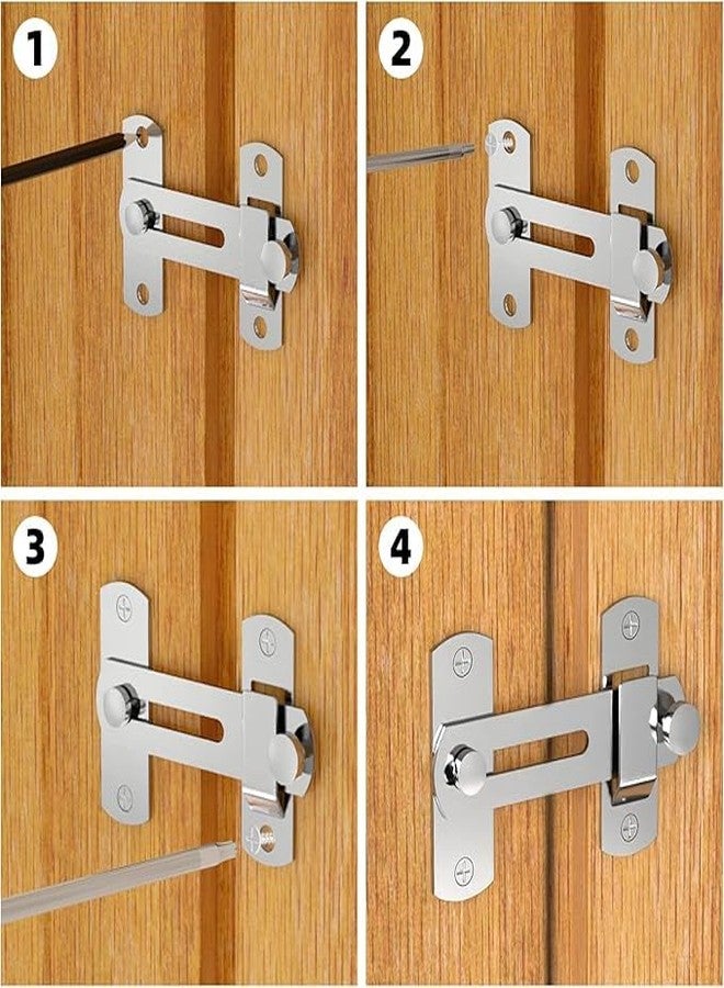 Bitnex Barn Door Lock,180 Degree Sliding Barn Door Latch, 304 Stainless Steel Gate Latch Hardware, Anti-Theft Lock, Barn Door Latches for Barn, Garden, Bathroom, Outdoor, Garage, Window, Door - Image 5